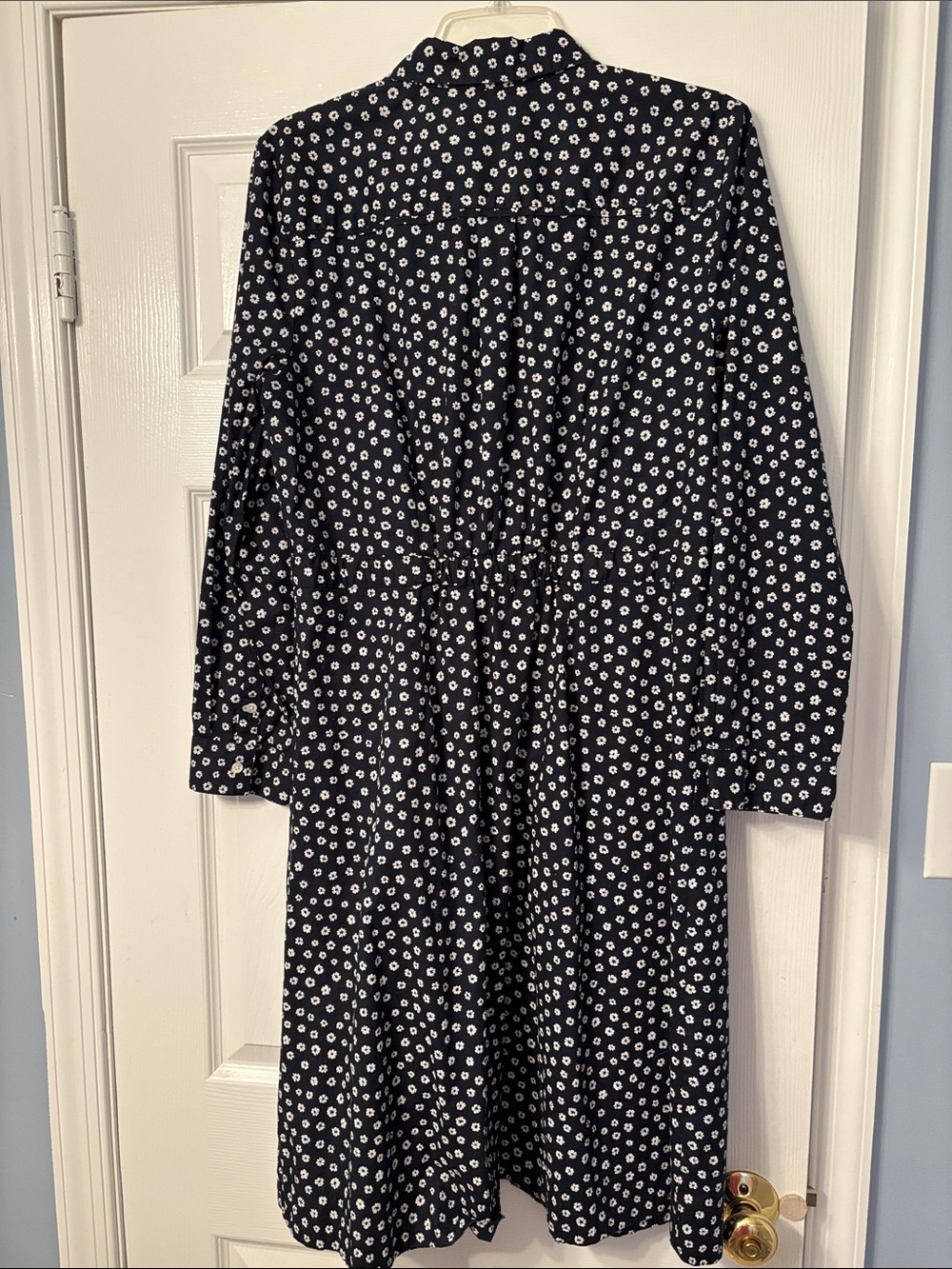 J. Crew Navy Blue Floral Midi Shirt Dress EUC 12 - Picture 5 of 14